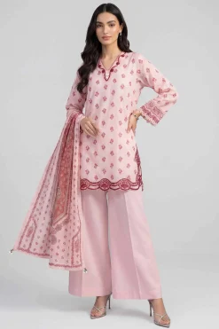 3 Piece - Printed Embroidered Suit - PE26-501