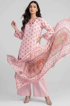 3 Piece - Printed Embroidered Suit - PE26-501