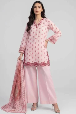 3 Piece - Printed Embroidered Suit - PE26-501