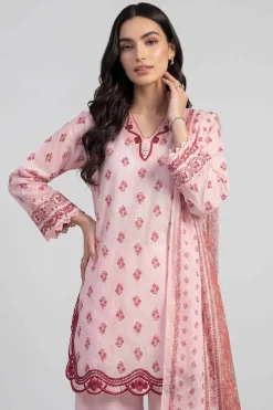 3 Piece - Printed Embroidered Suit - PE26-501