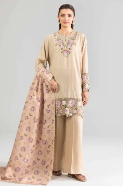 3 Piece - Printed Embroidered Suit - PE26-113