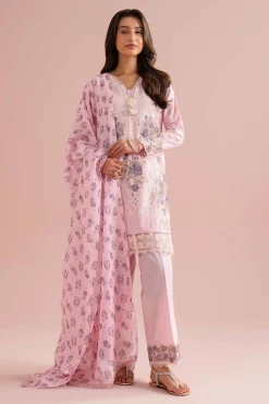 3 Piece - Printed Embroidered Suit - PE26-116
