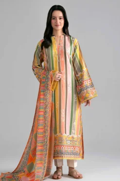 2 Piece - Printed Embroidered Suit - PE26-137