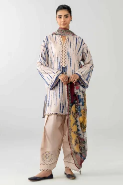 3 Piece - Printed Embroidered Suit - PE26-521