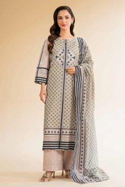 3 Piece - Printed Embroidered Suit - 42519173