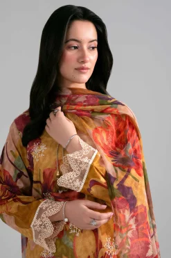3 Piece - Printed Embroidered Suit - PE26-498