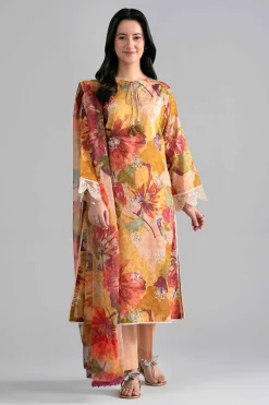 3 Piece - Printed Embroidered Suit - PE26-498