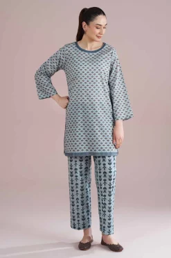 2 Piece - Printed Embroidered Suit - PE26-202