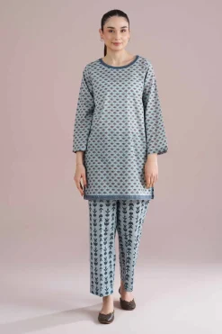 2 Piece - Printed Embroidered Suit - PE26-202