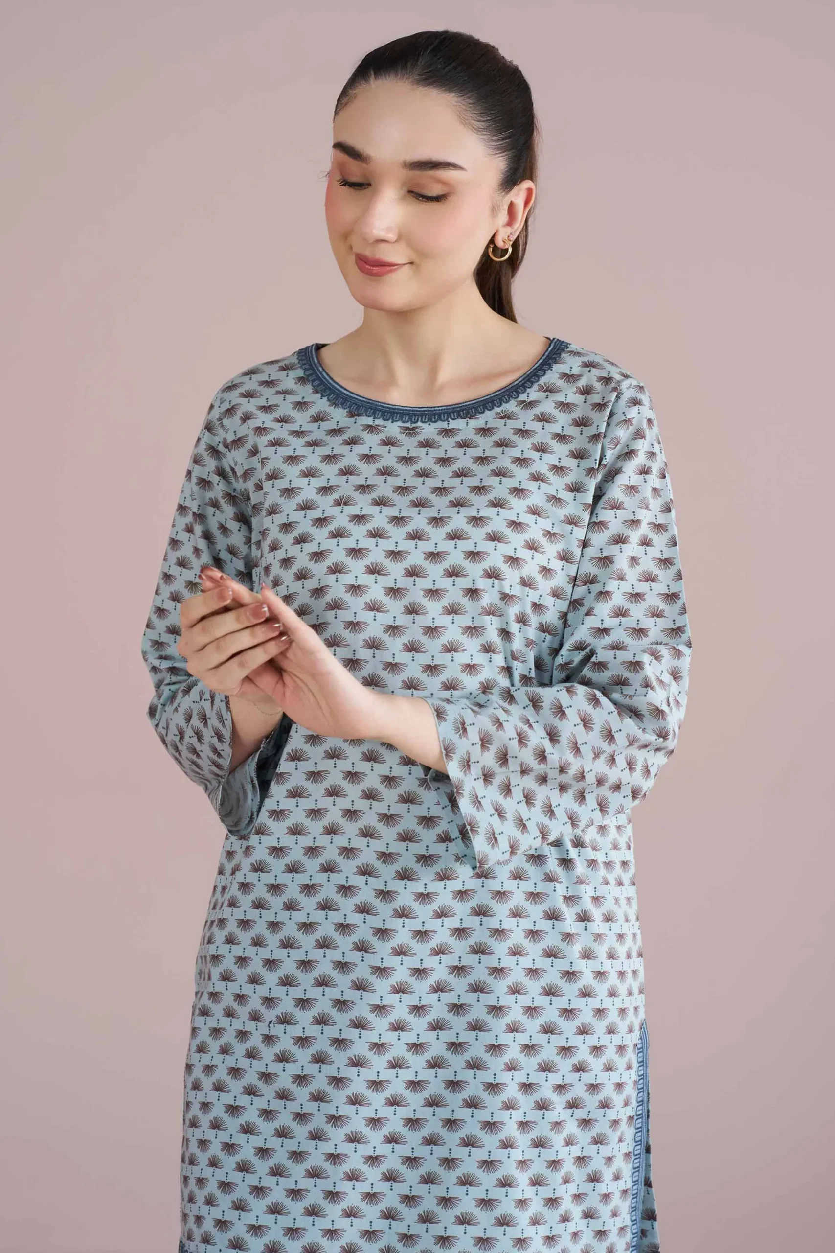 2 Piece - Printed Embroidered Suit - PE26-202