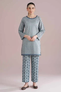 2 Piece - Printed Embroidered Suit - PE26-202