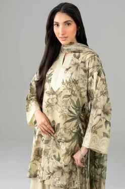 3 Piece - Printed Embroidered Suit - PE26-497