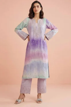 2 Piece - Printed Embroidered Suit - PE26-229