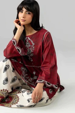 2 Piece - Printed Embroidered Suit - PE26-585