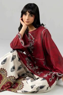 2 Piece - Printed Embroidered Suit - PE26-585