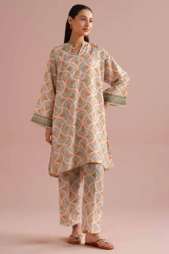 2 Piece - Printed Embroidered Suit - PE26-354