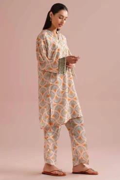 2 Piece - Printed Embroidered Suit - PE26-354