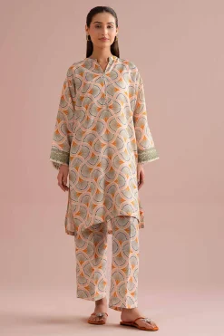 2 Piece - Printed Embroidered Suit - PE26-354