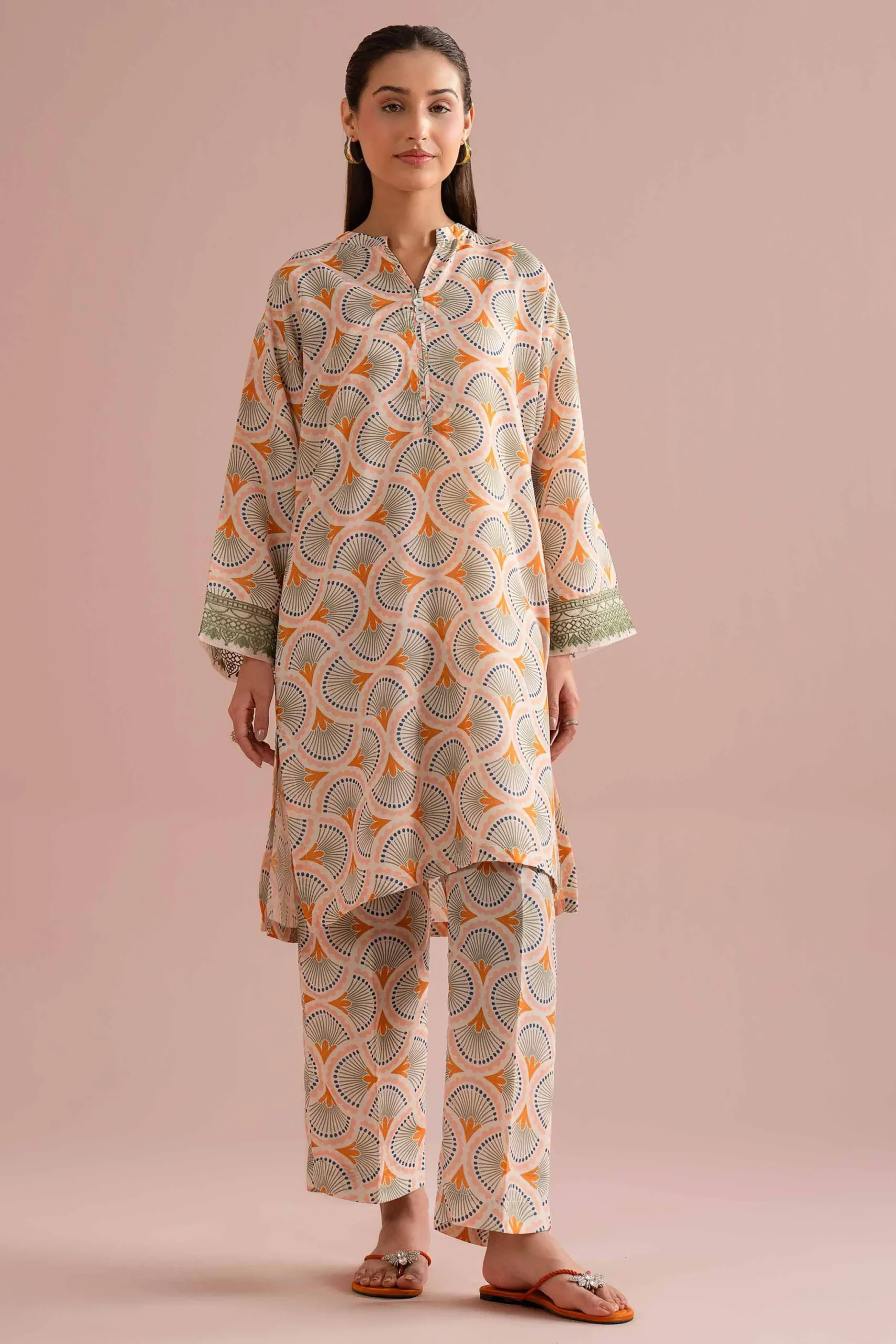2 Piece - Printed Embroidered Suit - PE26-354