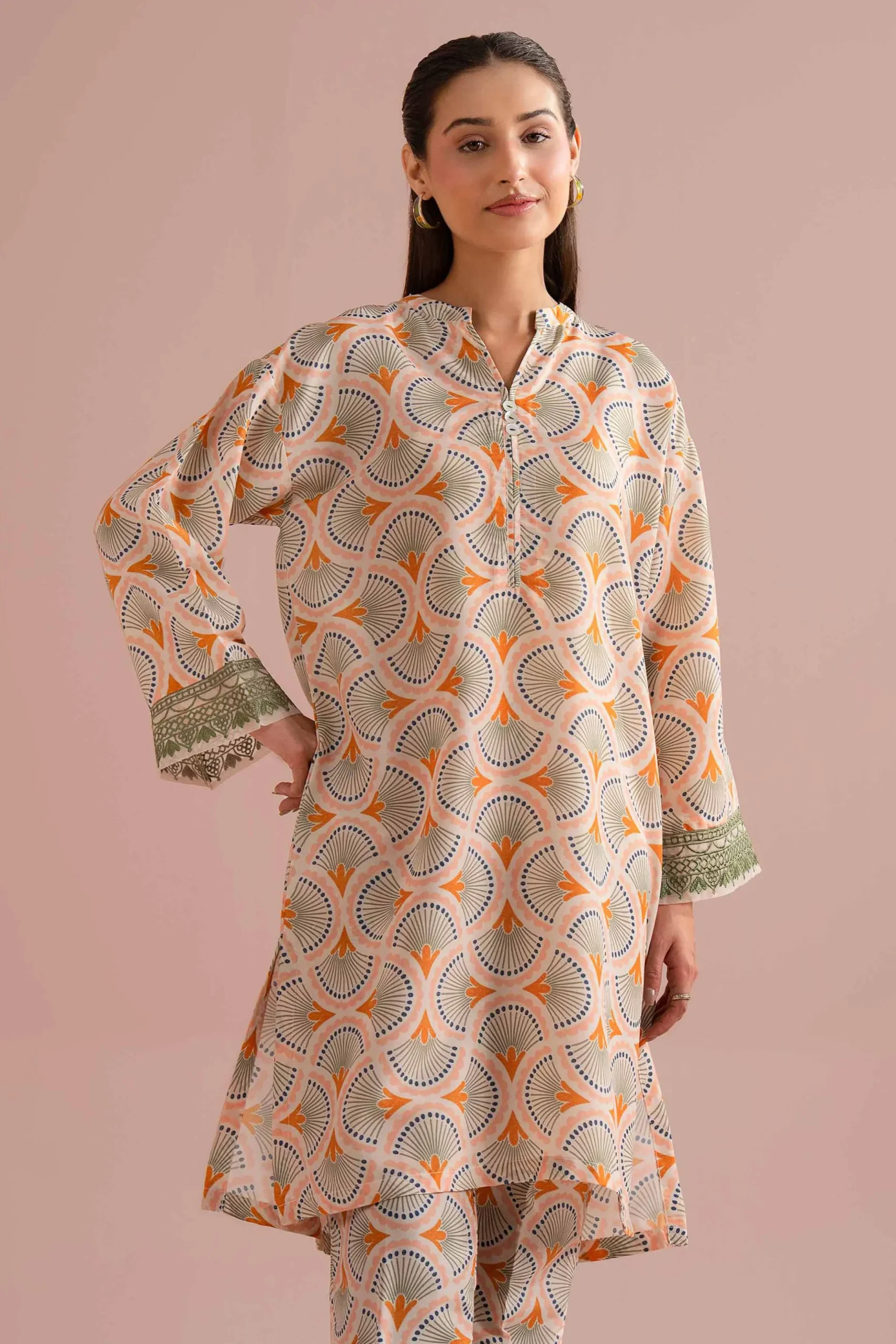 2 Piece - Printed Embroidered Suit - PE26-354