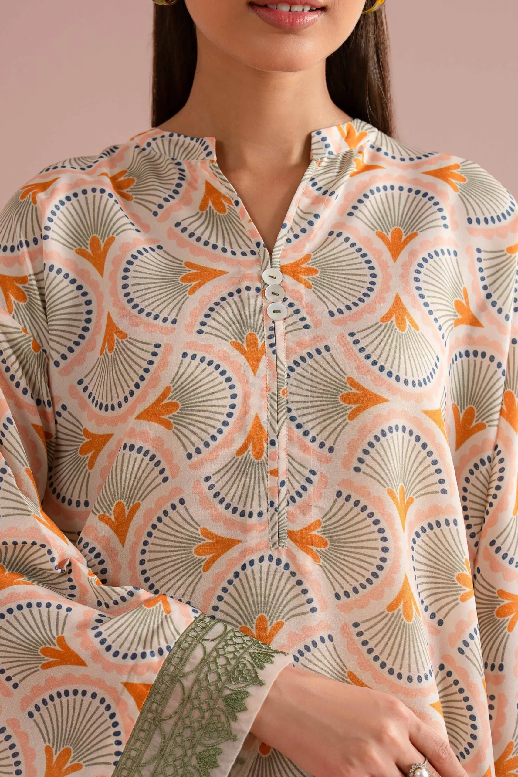 2 Piece - Printed Embroidered Suit - PE26-354