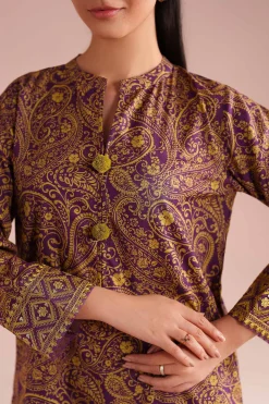 2 Piece - Printed Embroidered Suit - PE26-199