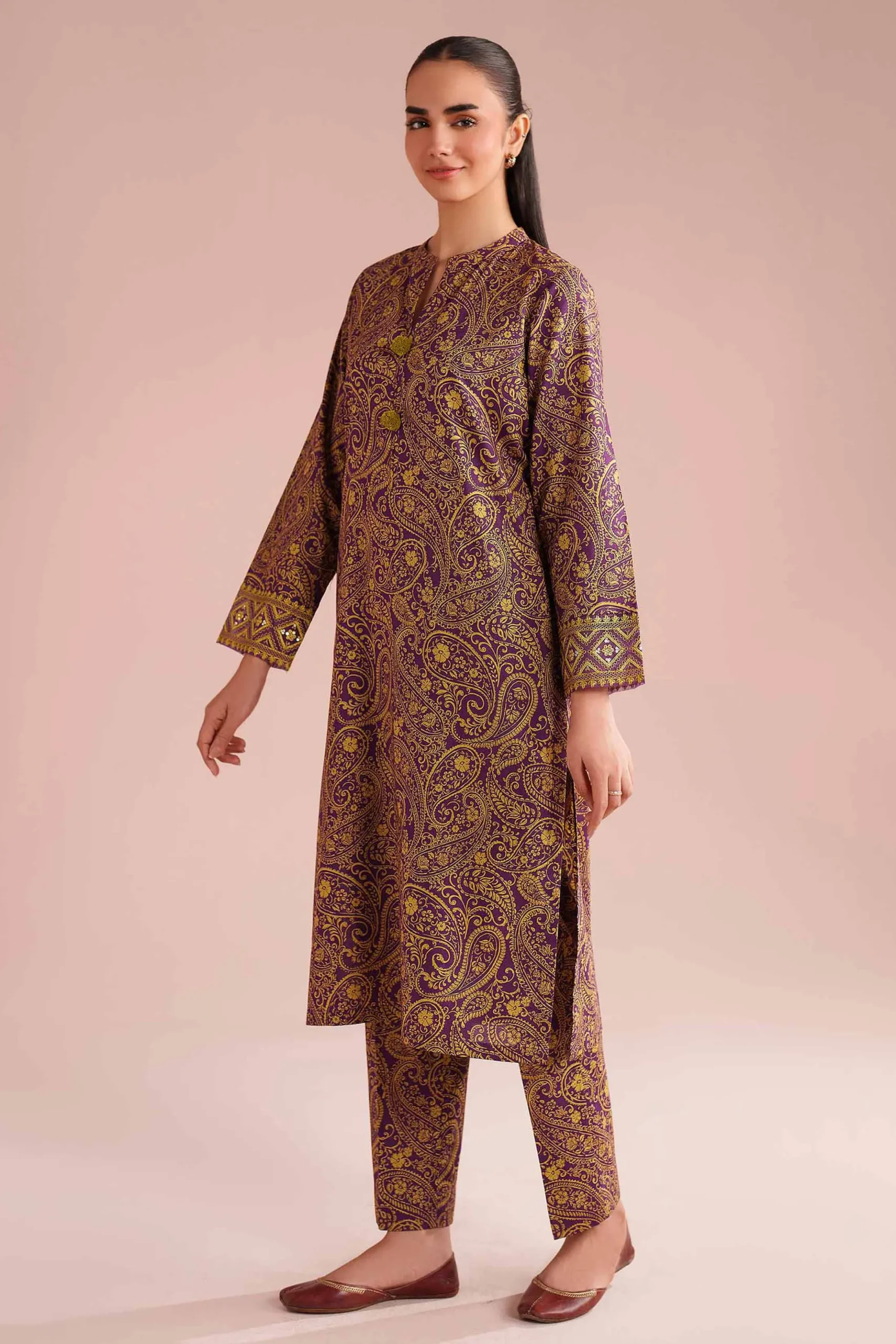 2 Piece - Printed Embroidered Suit - PE26-199