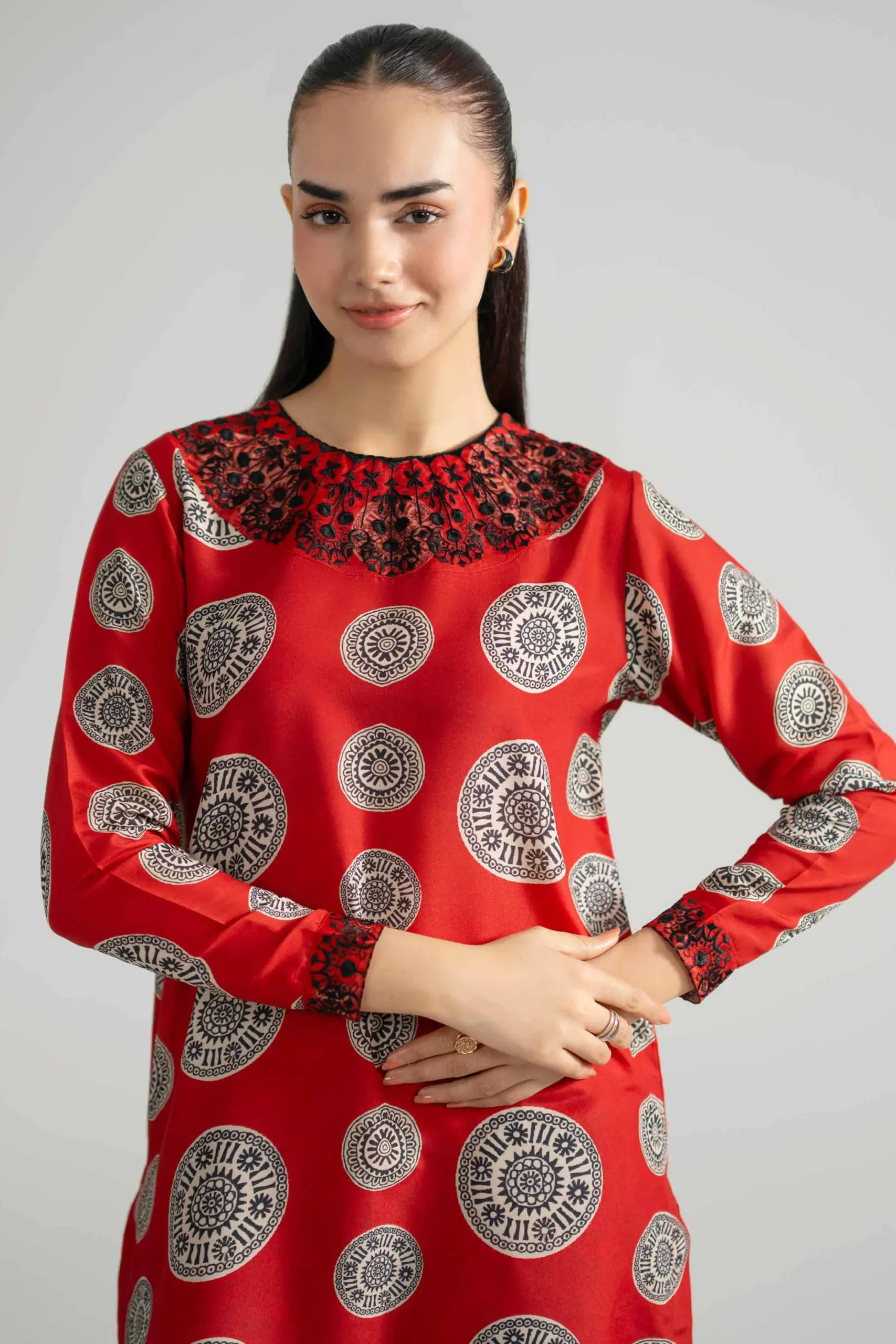 2 Piece - Printed Embroidered Suit - PE26-349