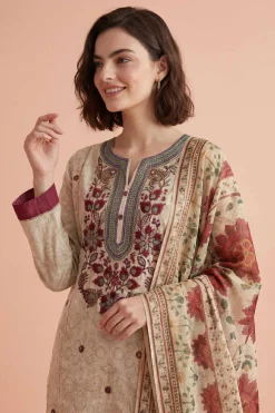 3 Piece - Printed Embroidered Suit - PE26-331