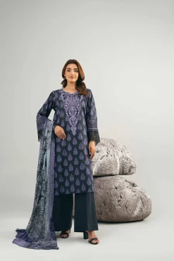 3 Piece - Printed Embroidered Suit - 42502029