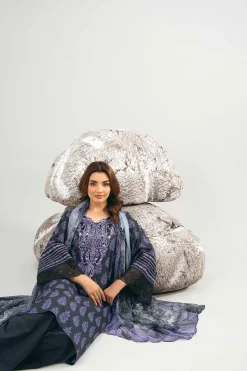 3 Piece - Printed Embroidered Suit - 42502029