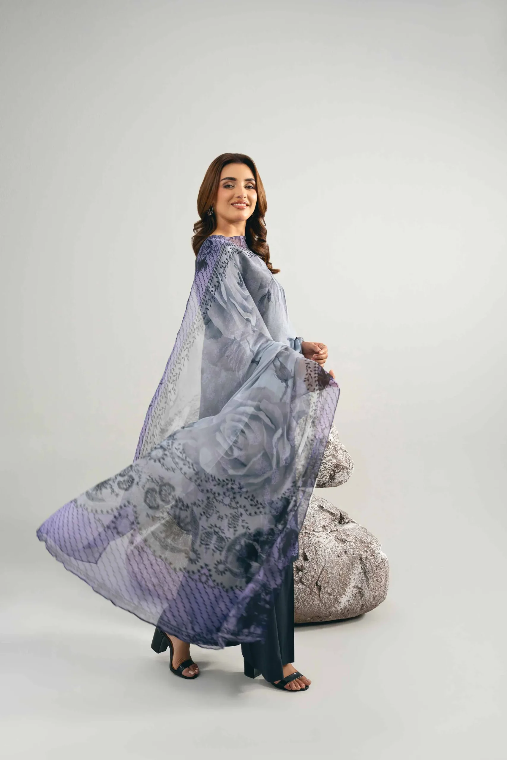 3 Piece - Printed Embroidered Suit - 42502029