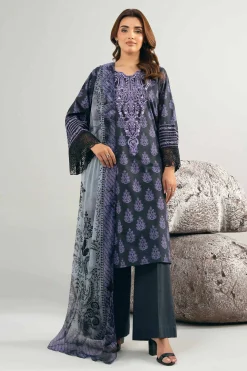 3 Piece - Printed Embroidered Suit - 42502029