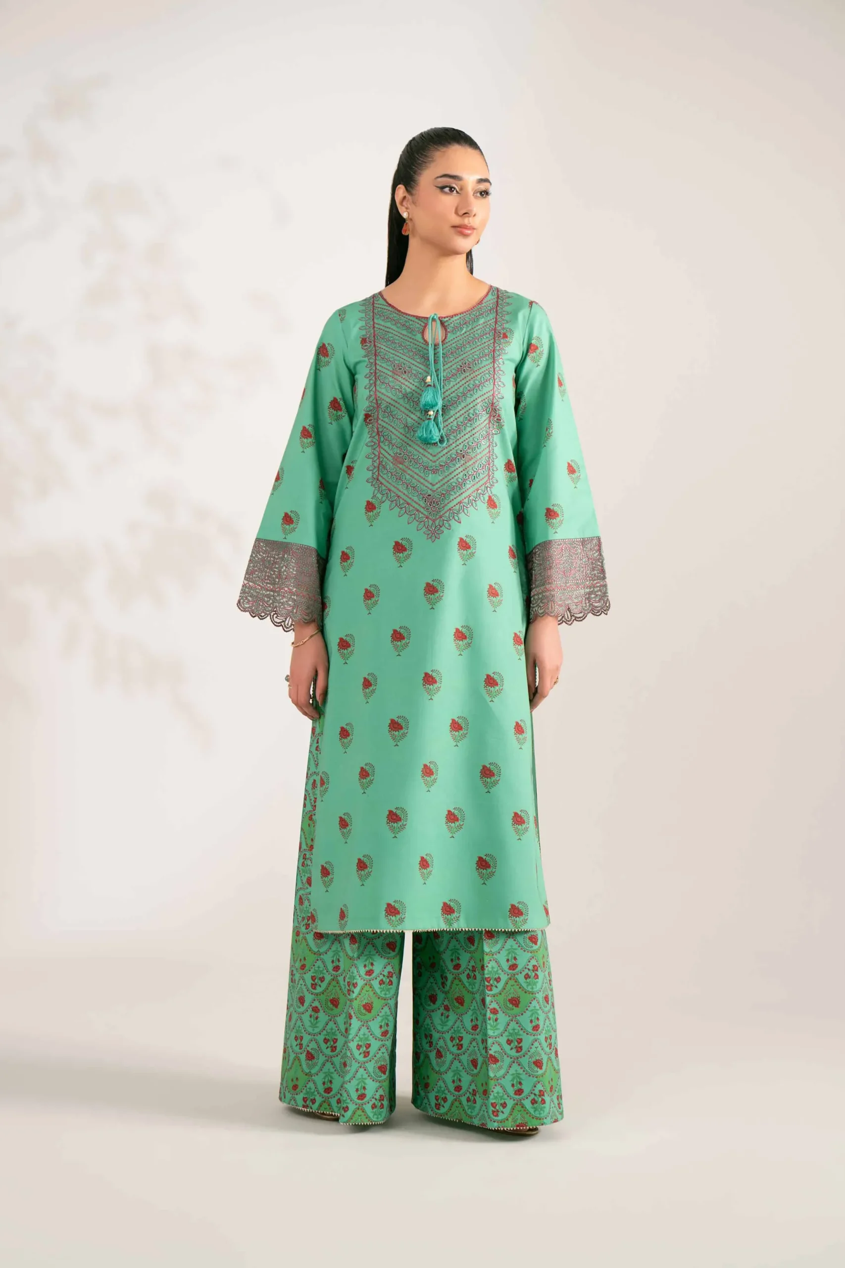 2 Piece - Printed Embroidered Suit - 42502846