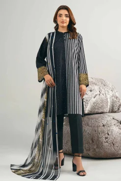 3 Piece - Printed Embroidered Suit - 42502030