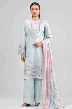 3 Piece - Printed Embroidered Suit - 42601539