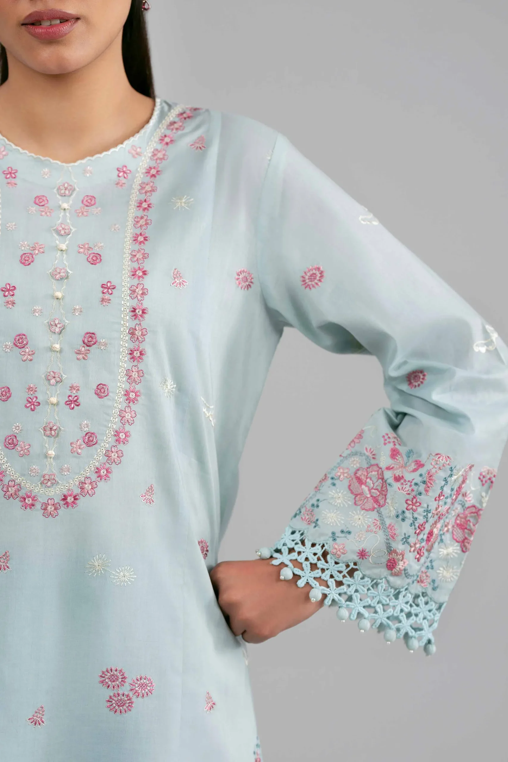 3 Piece - Printed Embroidered Suit - 42601539