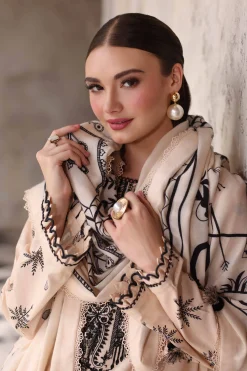 3 Piece - Printed Embroidered Suit - 42503724
