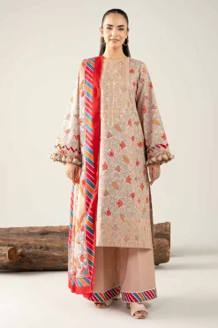 3 Piece - Printed Embroidered Suit - 42503726