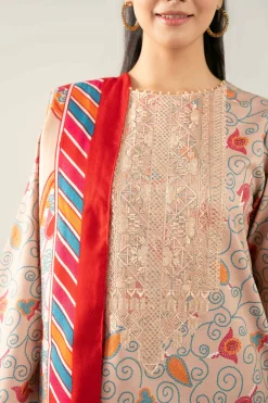 3 Piece - Printed Embroidered Suit - 42503726