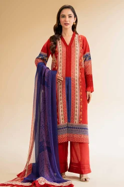 3 Piece - Printed Embroidered Suit - 42519396