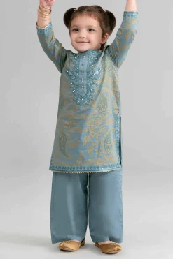2 Piece - Printed Embroidered Suit - PMD26-05 D