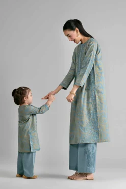 2 Piece - Printed Embroidered Suit - PMD26-05 D