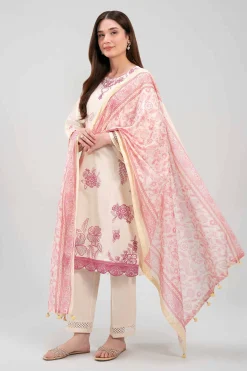 3 Piece - Printed Embroidered Suit - 42601276