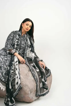 3 Piece - Printed Embroidered Suit - 42502032