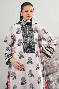 3 Piece - Printed Embroidered Suit - 42502033