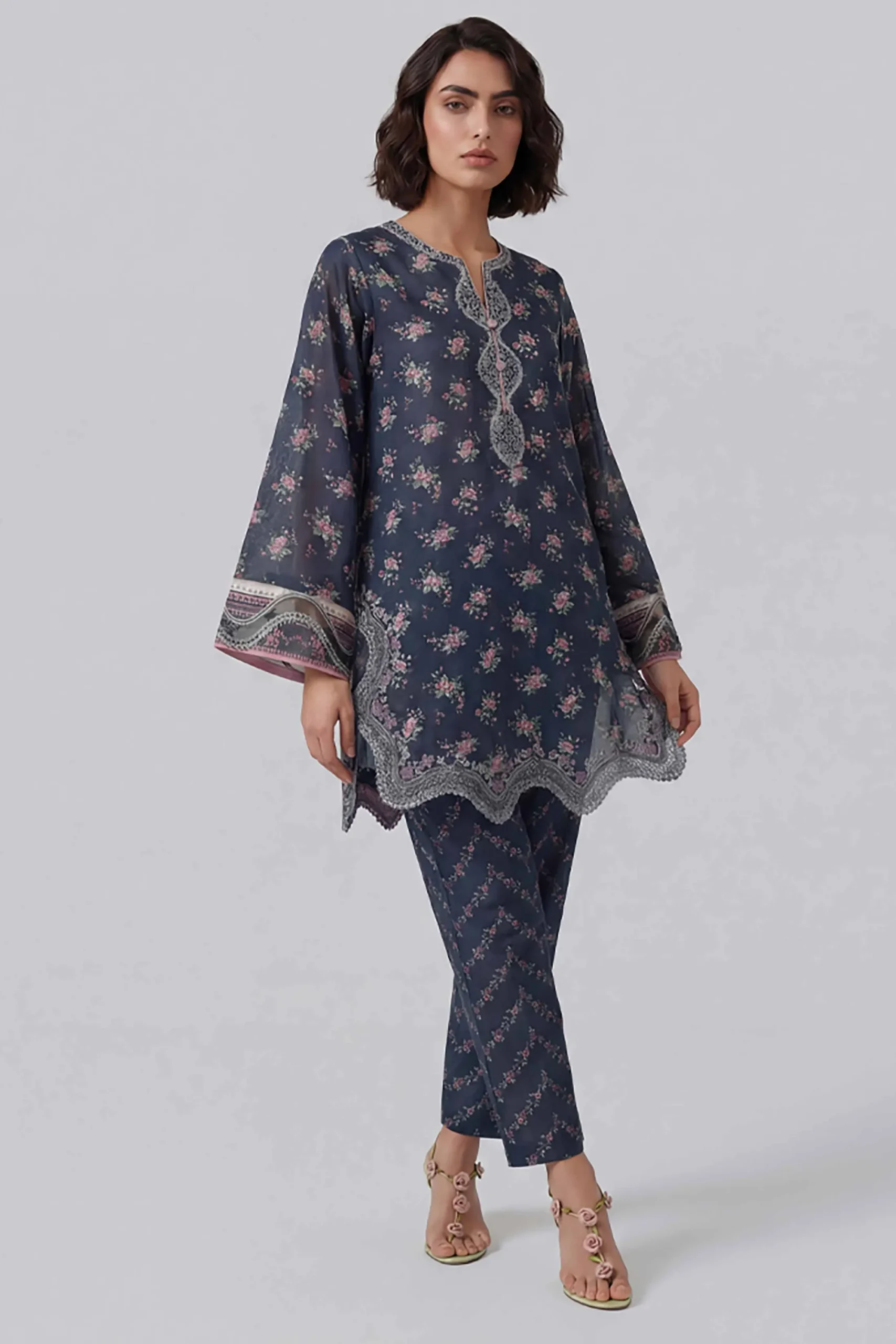 2 Piece - Printed Embroidered Suit - 42601670