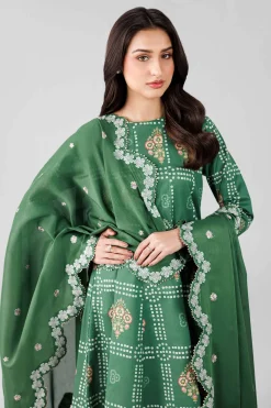 3 Piece - Printed Embroidered Suit - 42601821