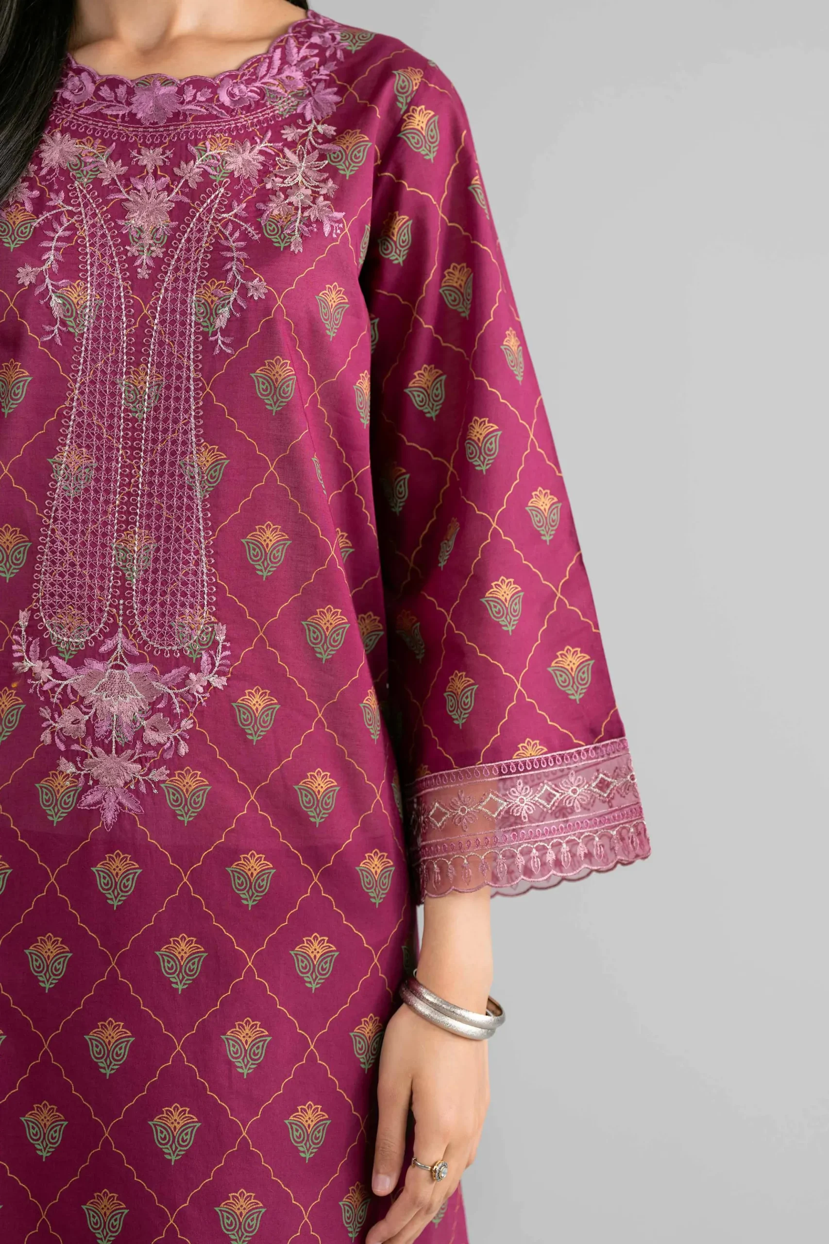 3 Piece - Printed Embroidered Suit - PMD26-41 M