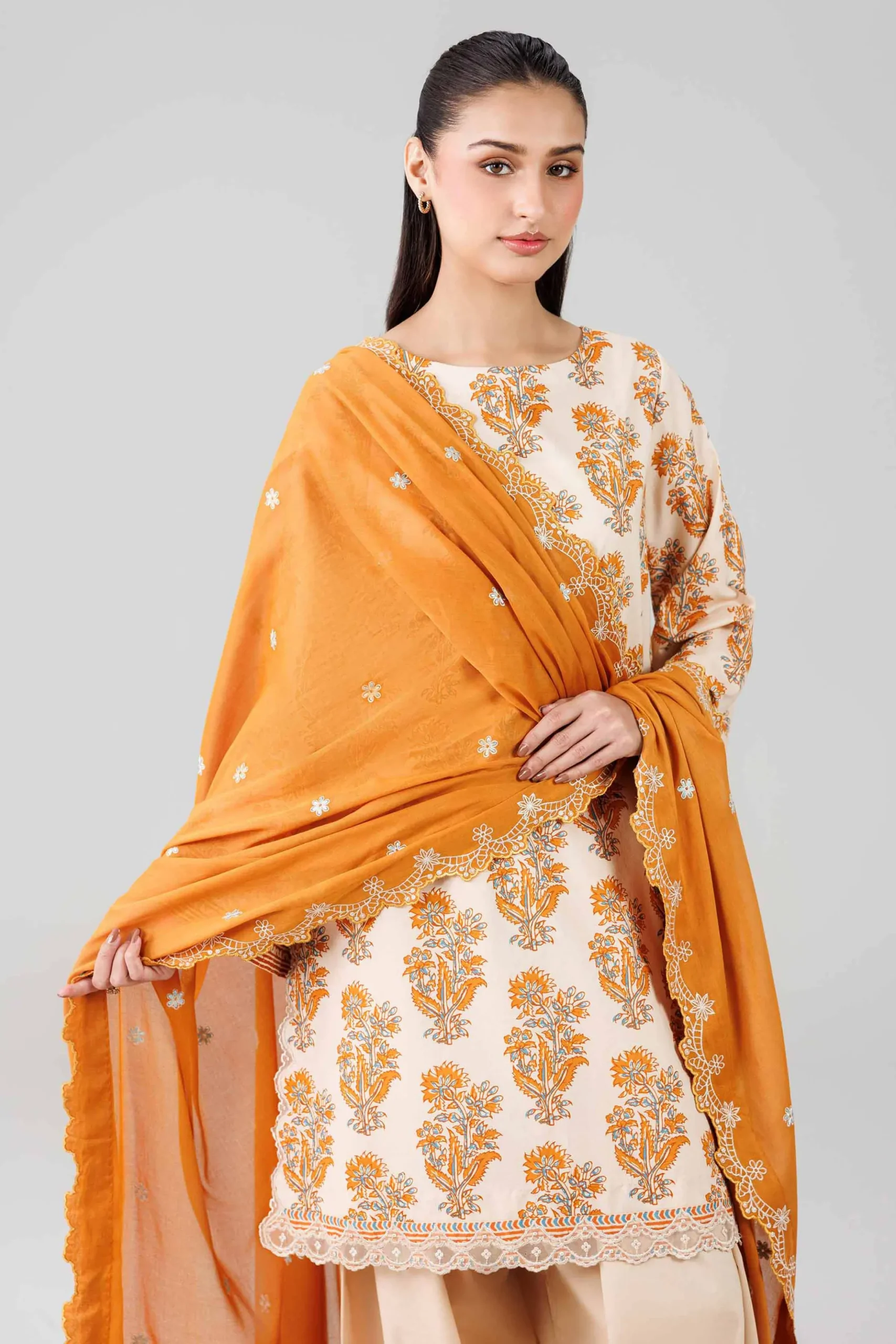 3 Piece - Printed Embroidered Suit - 42601822